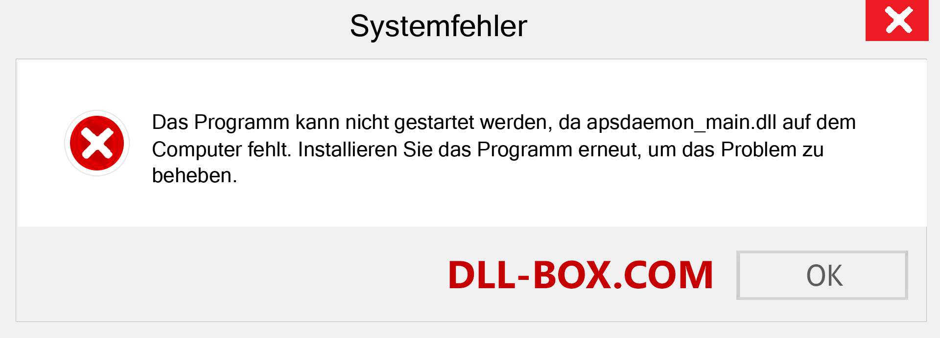 apsdaemon_main.dll-Datei fehlt?. Download für Windows 7, 8, 10 - Fix apsdaemon_main dll Missing Error unter Windows, Fotos, Bildern