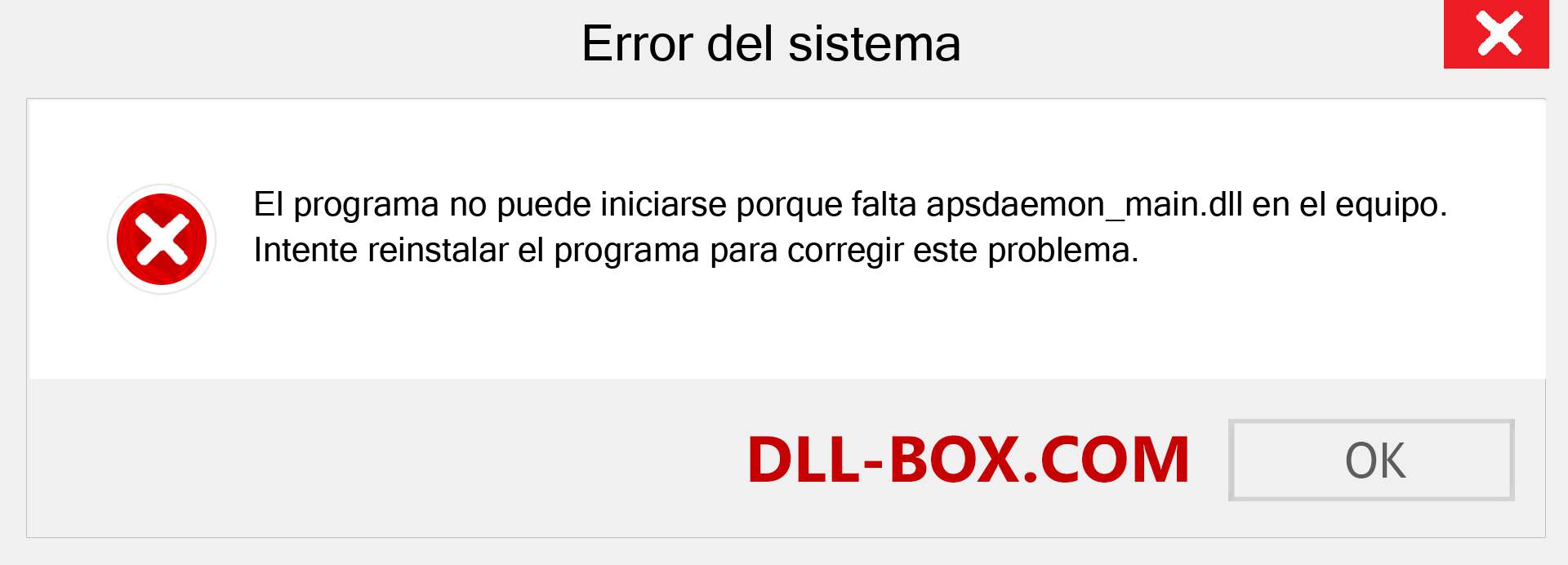 ¿Falta el archivo apsdaemon_main.dll ?. Descargar para Windows 7, 8, 10 - Corregir apsdaemon_main dll Missing Error en Windows, fotos, imágenes