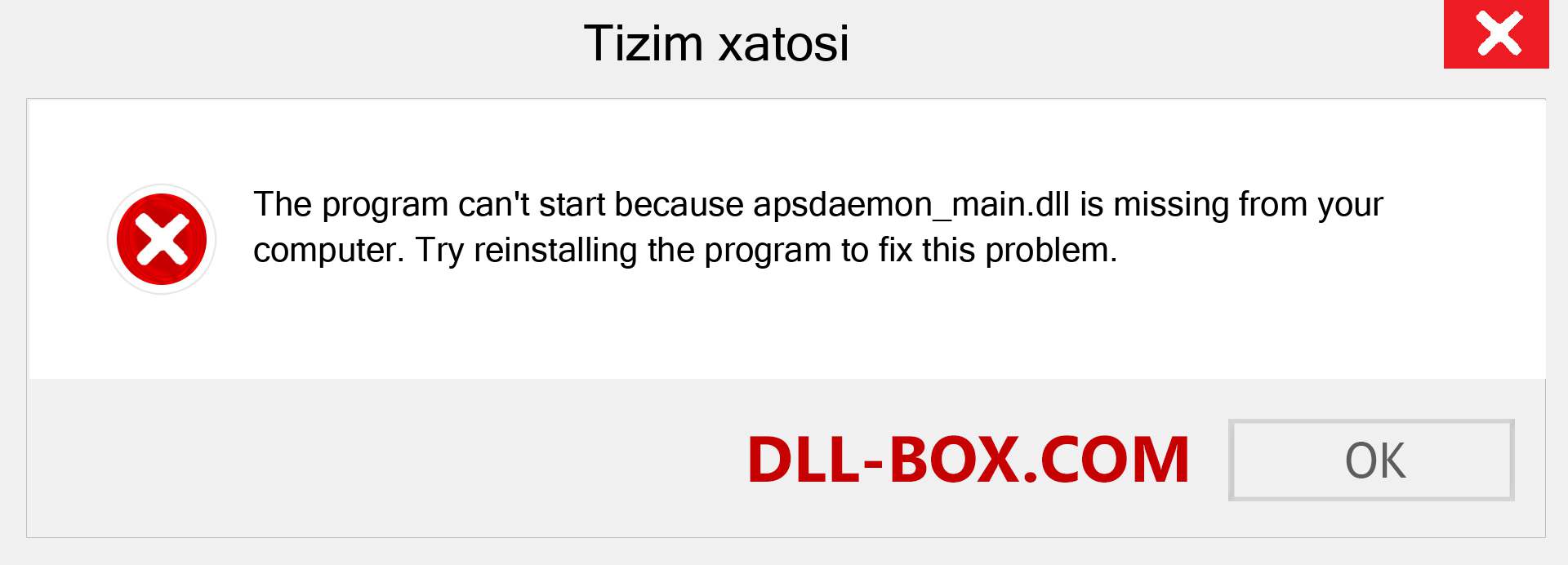 apsdaemon_main.dll fayli yo'qolganmi?. Windows 7, 8, 10 uchun yuklab olish - Windowsda apsdaemon_main dll etishmayotgan xatoni tuzating, rasmlar, rasmlar